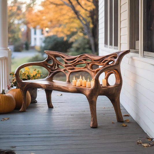 Mid Century Solid Wood Halloween Bench For Outdoor Design Kitchnce