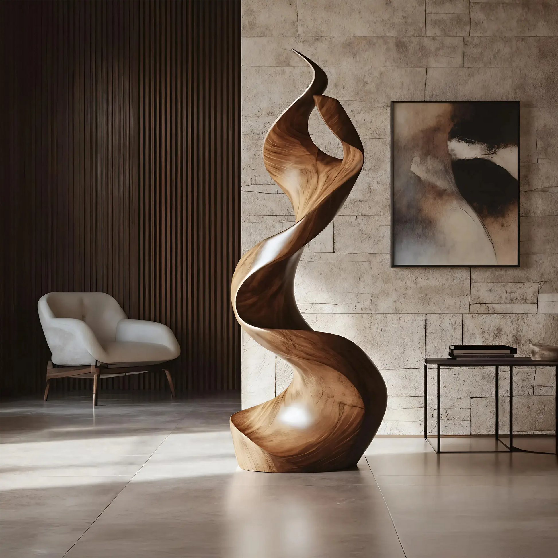 Rustic Large Wooden Sculpture For Furniture Art Feature Kitchnce
