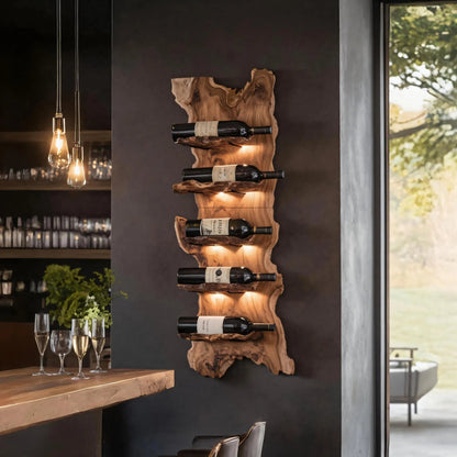 Modern Wooden Live Edge Wine Holder For Entryway Furniture Kitchnce