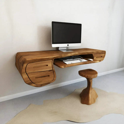 Floating Sculptural Desk With Drawers For Home Office And Studio Kitchnce