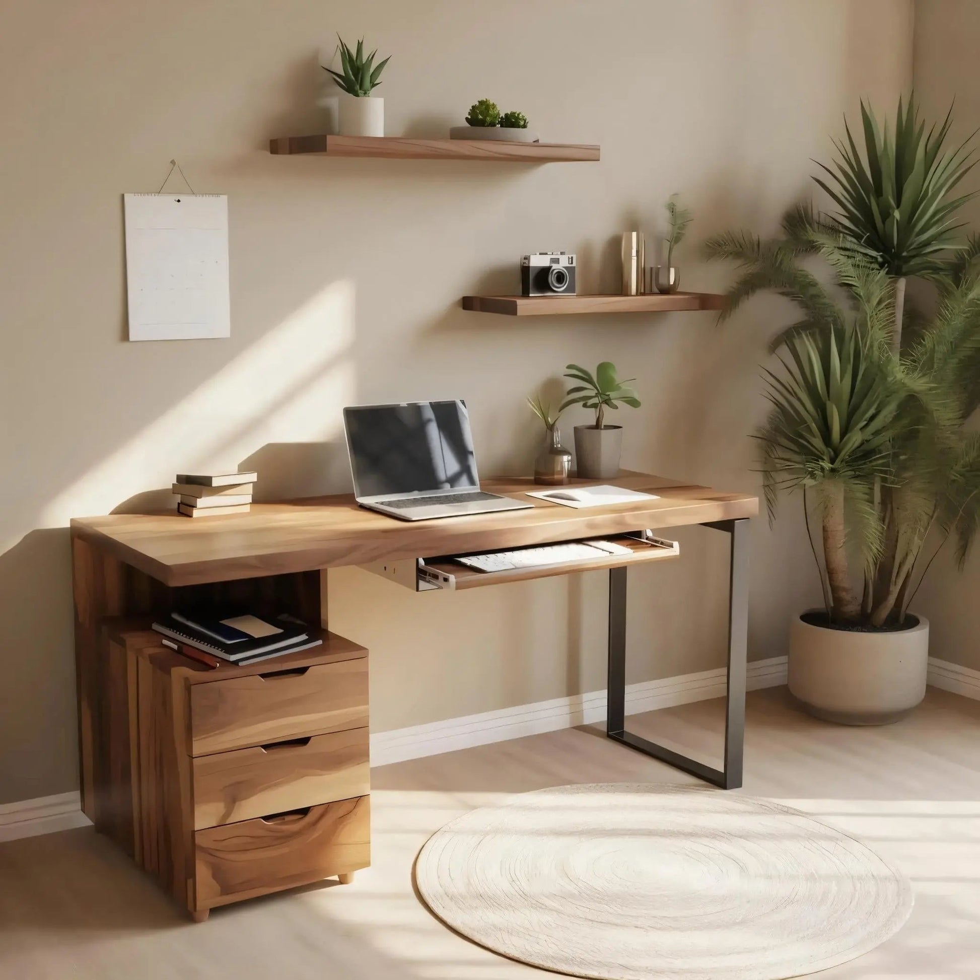 Contemporary Desk with Drawer For Home Office Workspace Kitchnce