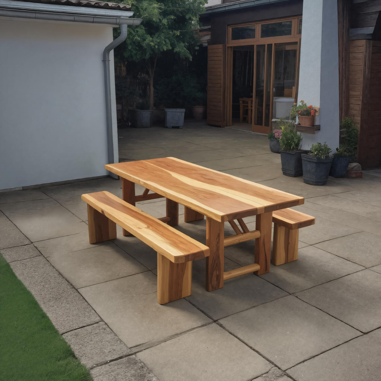 Rustic Outdoor Table With Benches For Garden Or Backyard Gatherings Kitchnce