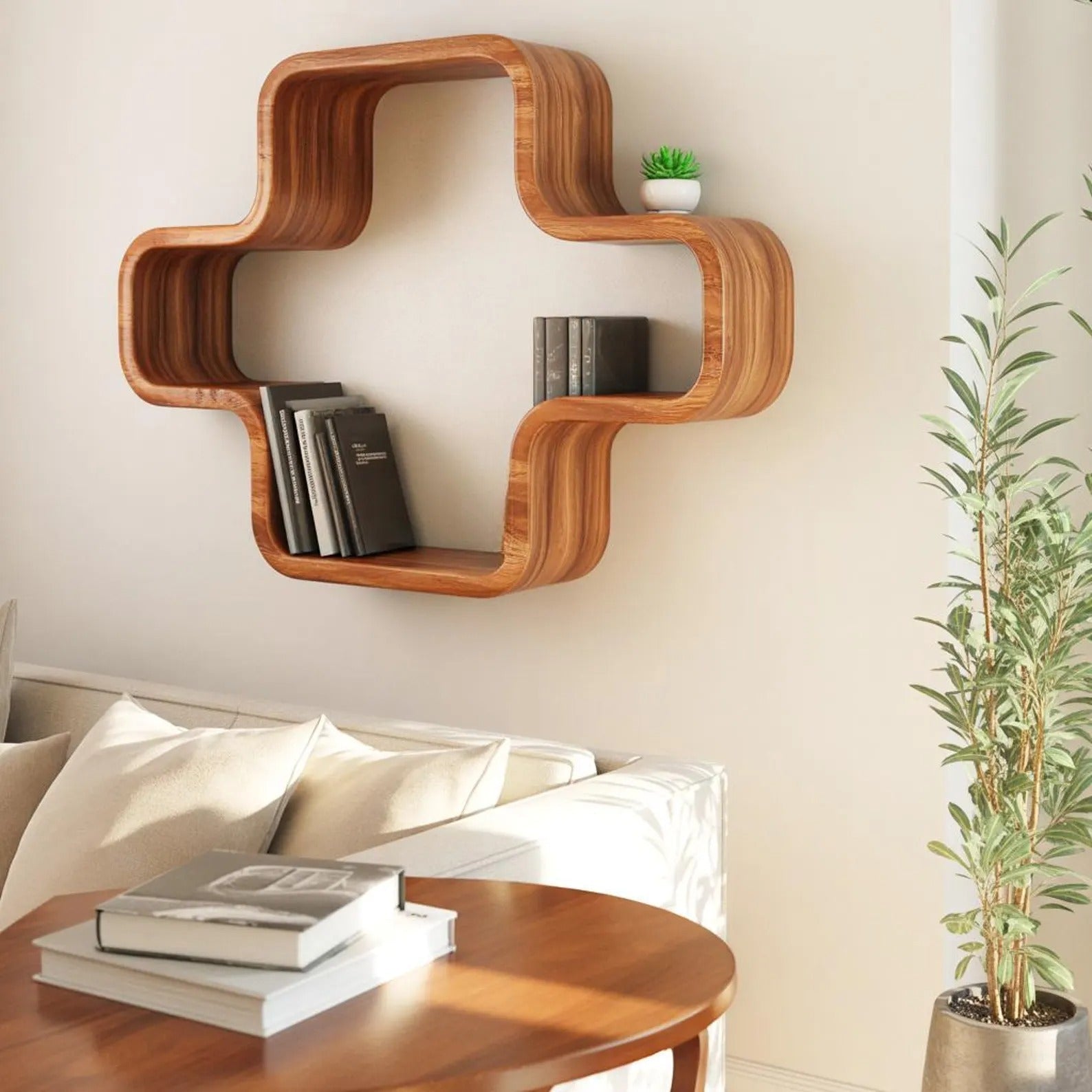Modern Geometric Wall Mounted Bookshelf For Living Room And Office Kitchnce