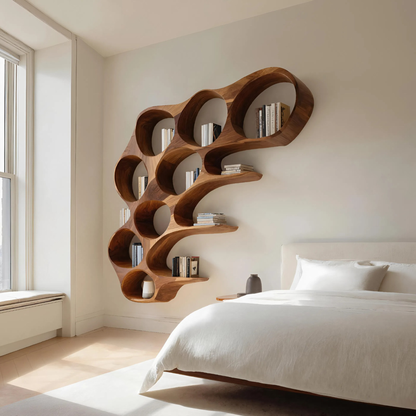 Organic Honeycomb Shaped Wall Mounted Bookshelf For Bedroom Kitchnce