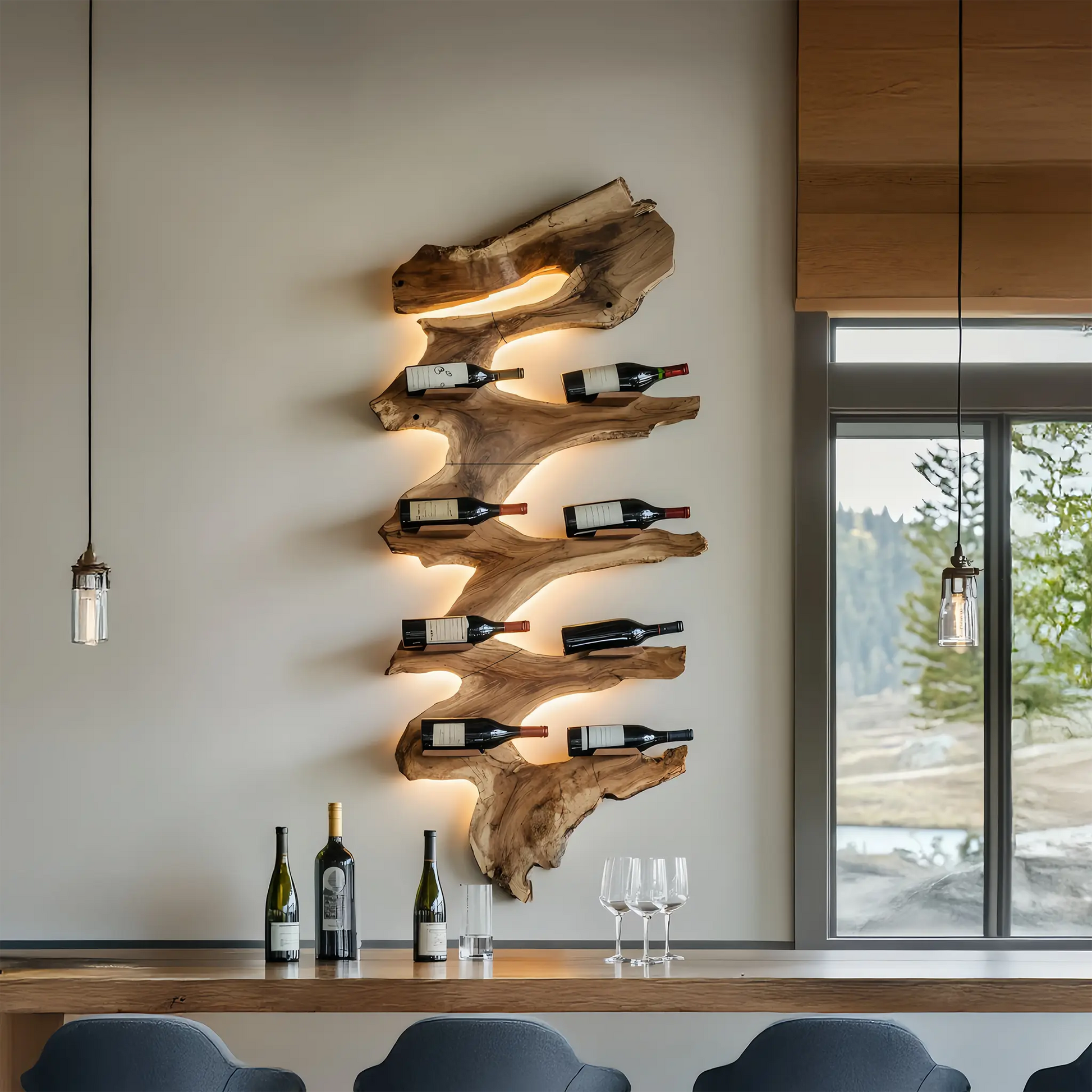Modern Solid Wood Wine Rack For Living Room Furniture Design Kitchnce
