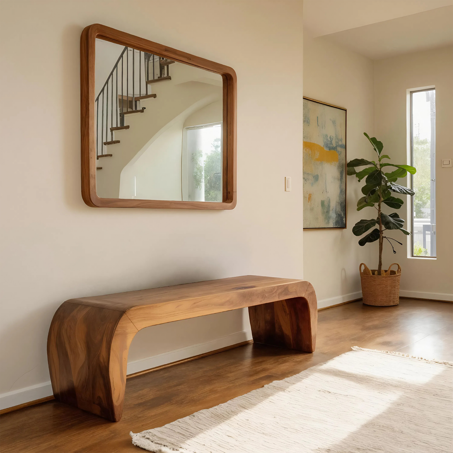 Contemporary Bench With Curved Design For Entryway Kitchnce