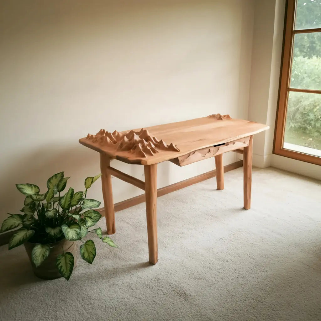 Mountain Carving Desk With 3D Detail For Studio Office And Reading Corner Kitchnce