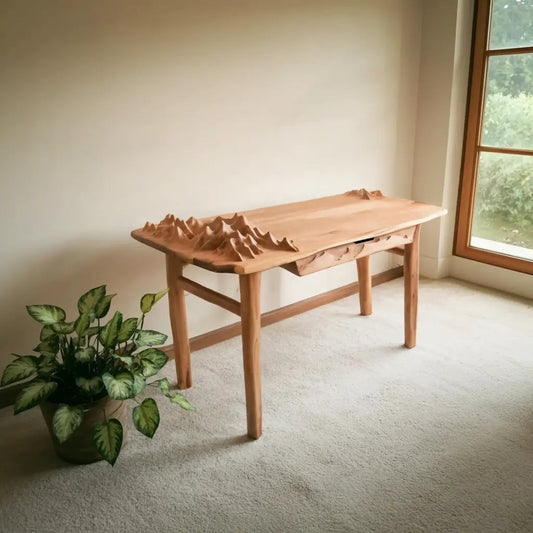 Mountain Carving Desk With 3D Detail For Studio Office And Reading Corner Kitchnce