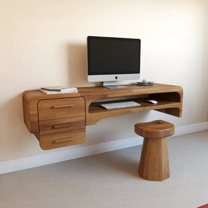 Minimalist Wall Mounted Desk With Drawers Floating Workstation For Bedroom And Office Kitchnce