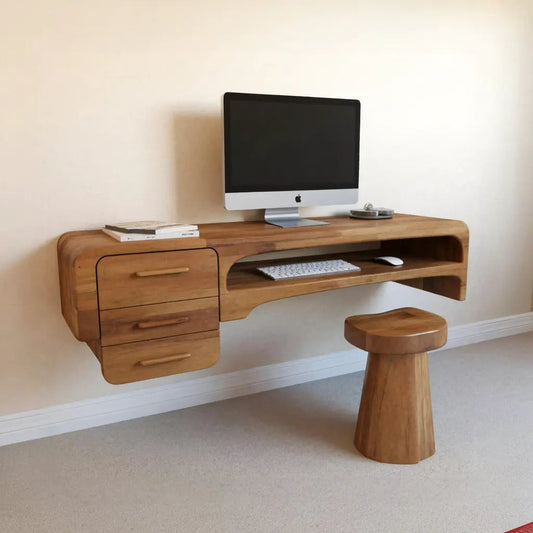 Minimalist Wall Mounted Desk With Drawers Floating Workstation For Bedroom And Office Kitchnce