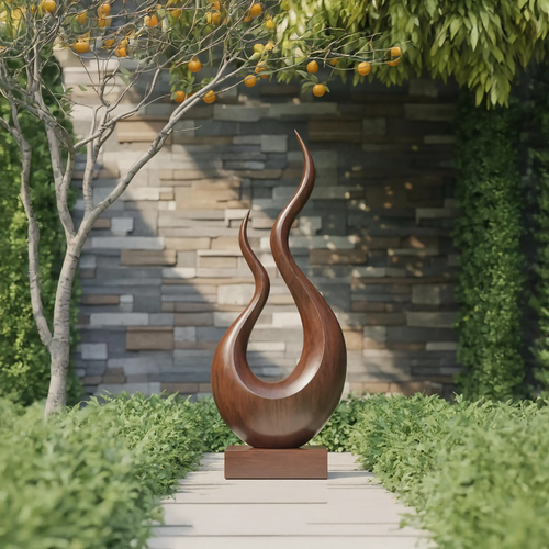 Mid Century Wooden Sculpture For Garden Decorative Panel Kitchnce