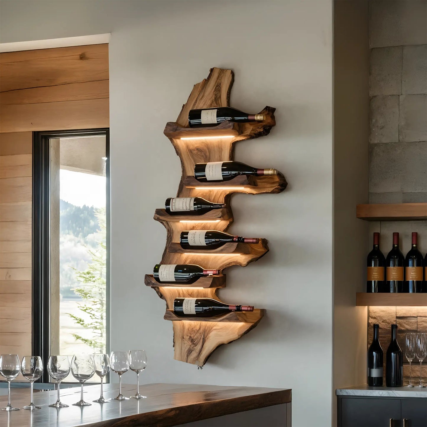 Farmhouse Live Edge Wine Holder For Entryway Furniture Decor Kitchnce