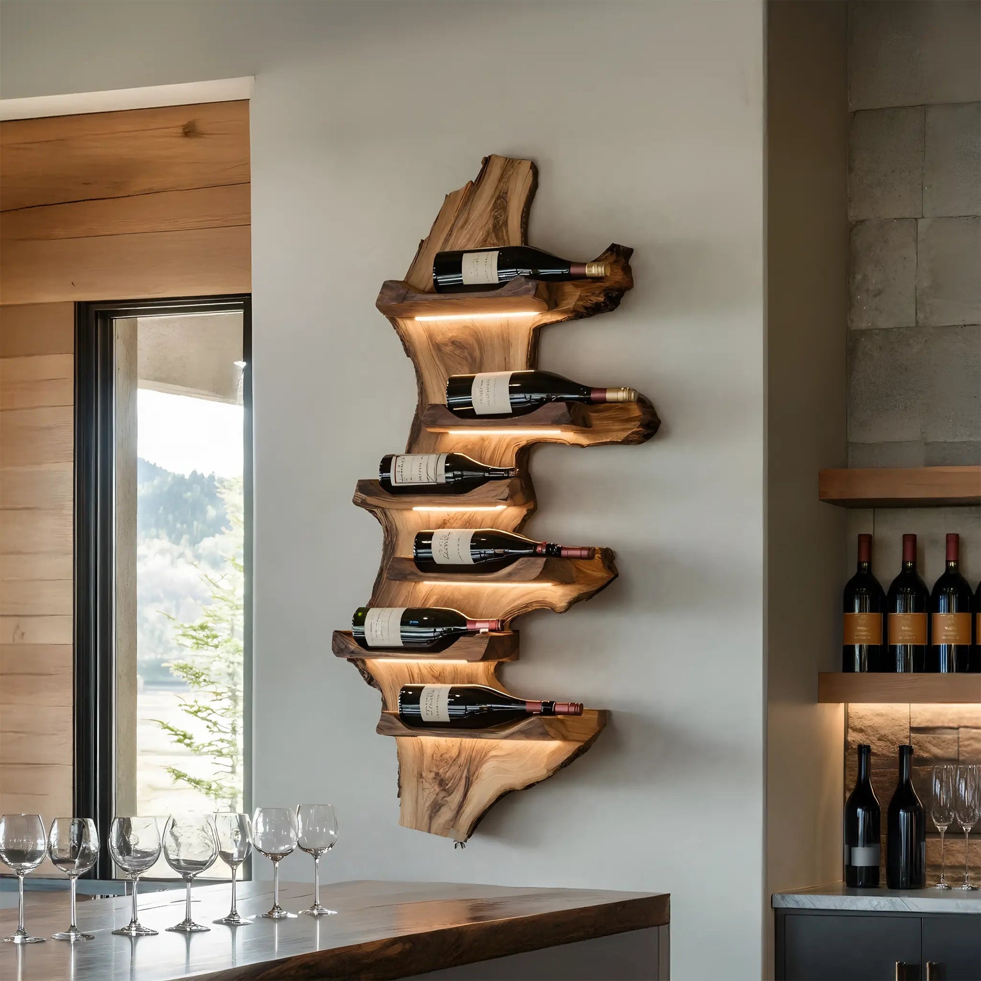 Farmhouse Live Edge Wine Holder For Entryway Furniture Decor Kitchnce
