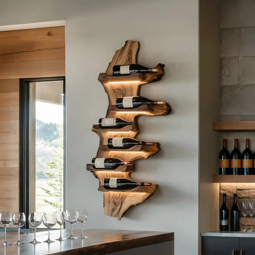 Farmhouse Live Edge Wine Holder For Entryway Furniture Decor Kitchnce