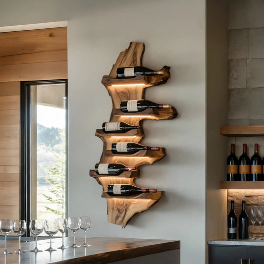 Farmhouse Live Edge Wine Holder For Entryway Furniture Decor Kitchnce