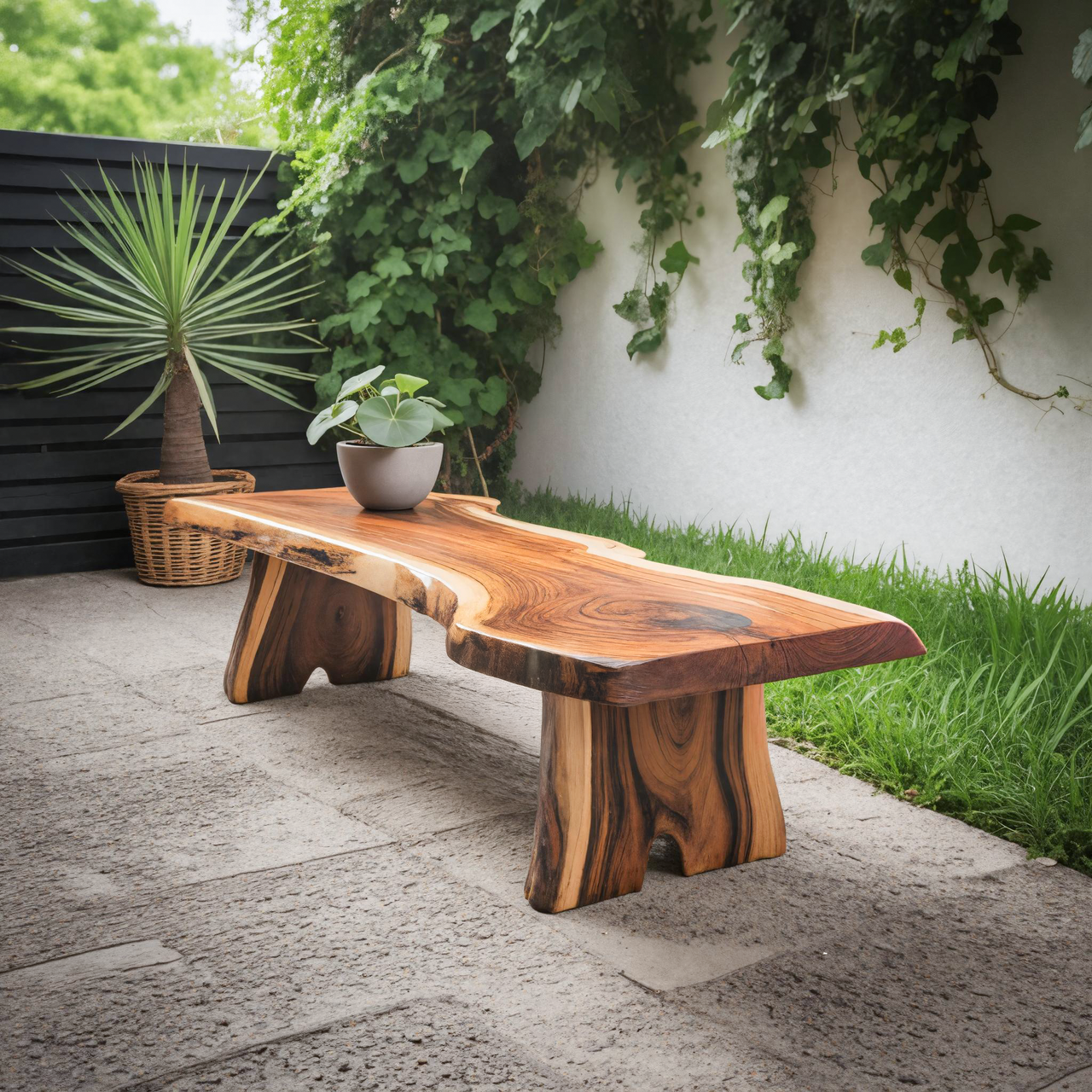 Minimalist Live Edge Outdoor Bench For Entryway Or Patio Kitchnce