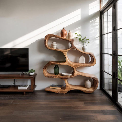 Sculptural Bookshelf For Living Room Or Office Kitchnce