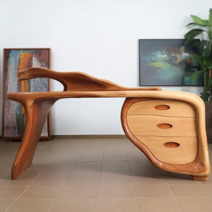 Modern Sculptural Desk With Drawers For Home Office And Studio Workspace Kitchnce