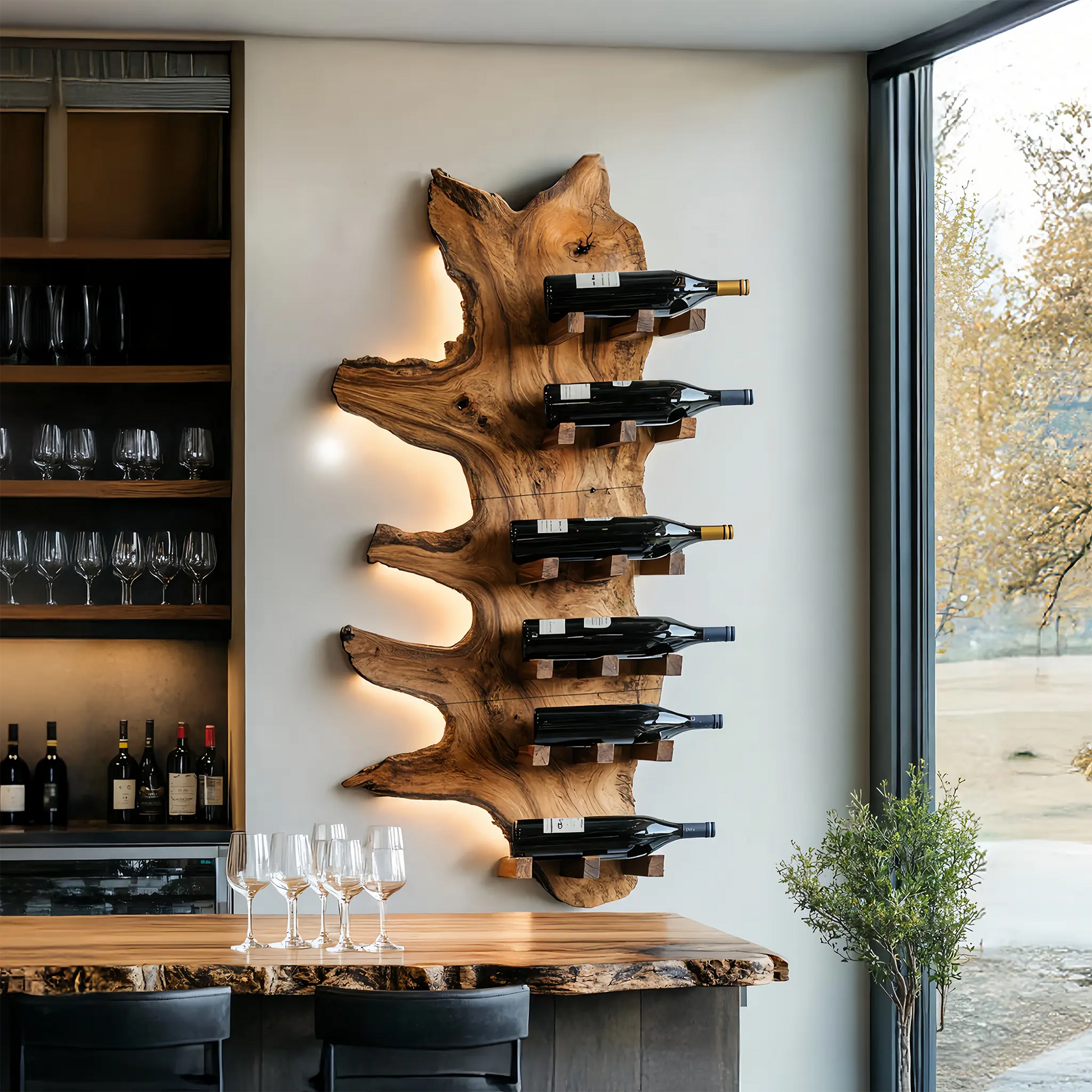 Modern Live Edge Wine Rack For Furniture Decor And Wine Shelf Kitchnce