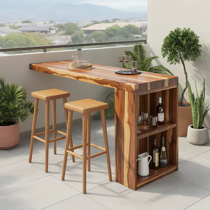 Tropical Live Edge Bar Table For Balcony Or Outdoor Patio Kitchnce