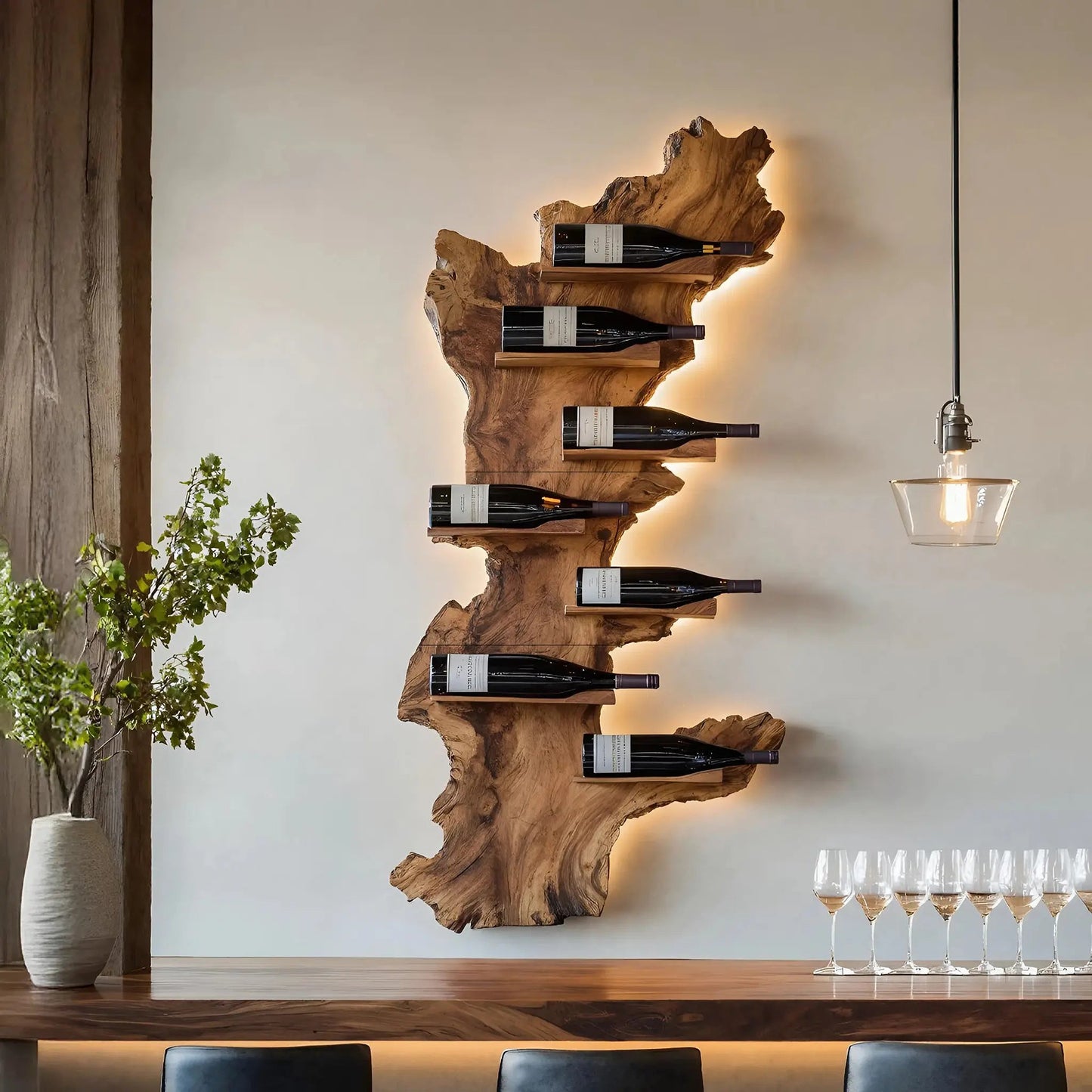 Modern Live Edge Wine Holder For Living Room Furniture Decor Kitchnce