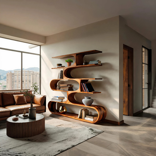 Artistic Curved Bookcase For Living Room Decor Kitchnce