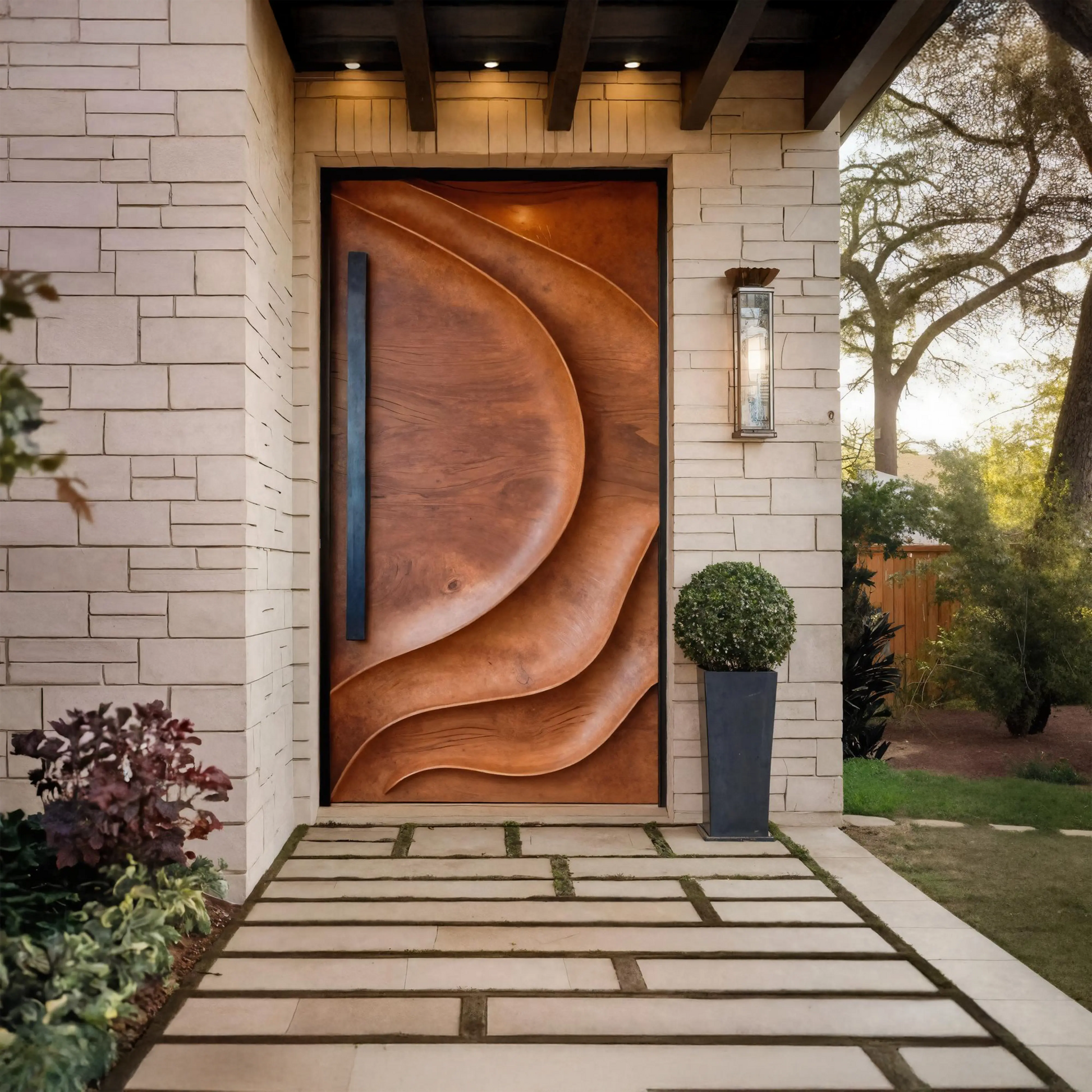 Sculptural Front Door Design For Modern Entryway Kitchnce