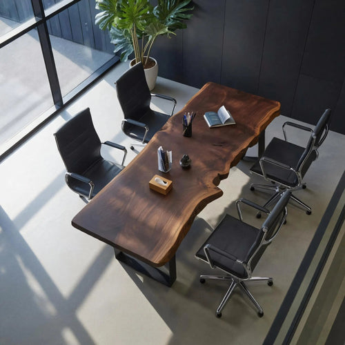 Rustic Live Edge Conference Table For Modern Office Kitchnce
