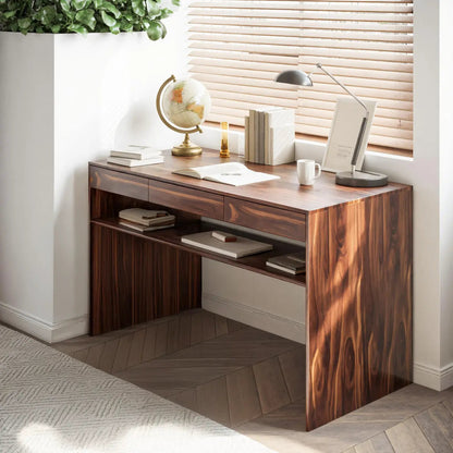 Mid Century Modern Solid Wood Writing Desk With Drawers For Home Office Kitchnce