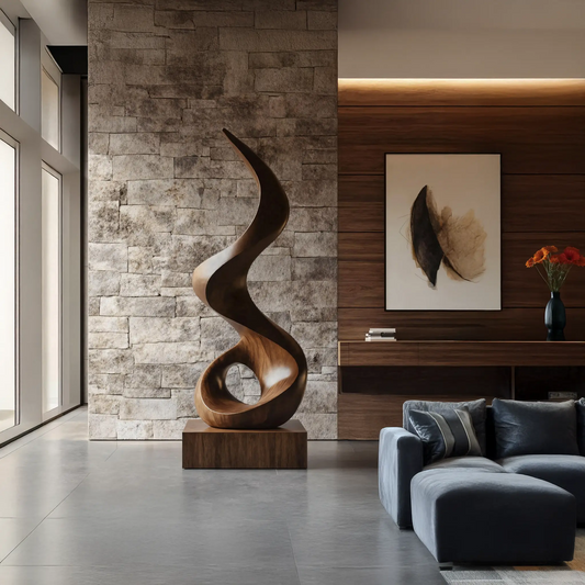 Mid Century Abstract Wooden Sculpture For Outdoor Garden Kitchnce
