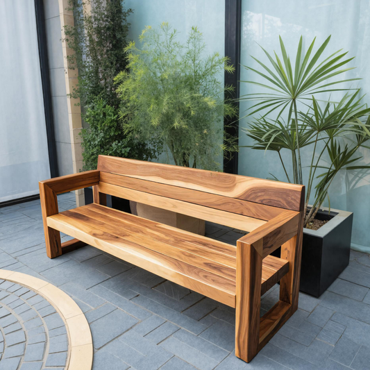 Modern Solid Wood Outdoor Bench With Armrests For Garden Or Entryway Kitchnce
