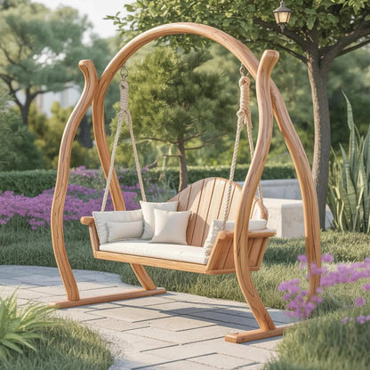 Curved Frame Garden Swing Bench For Outdoor Relaxation Kitchnce