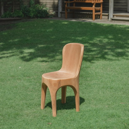 Sculptural Solid Wood Chair With Curved Seat For Garden Or Indoor Decor Kitchnce