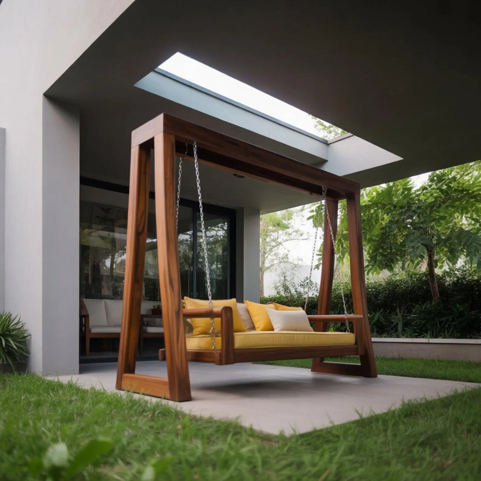Contemporary Outdoor Swing Bench For Garden Patio Relaxation Kitchnce