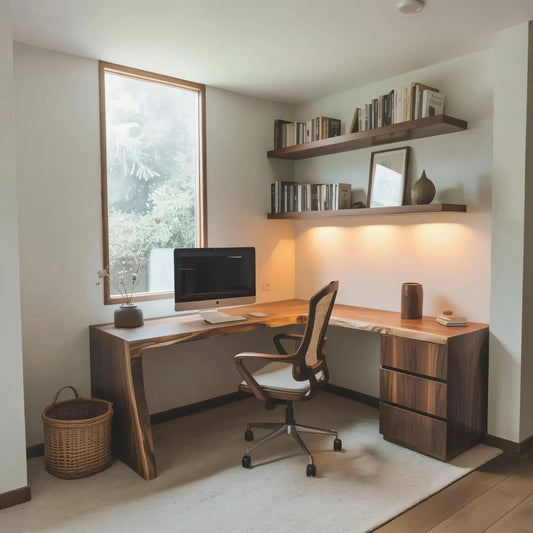 Modern Live Edge L Shaped Desk For Minimalist Home Office Kitchnce