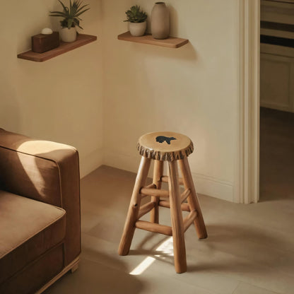 Rustic Black Bear Stool For Cabin Living Room Seating Kitchnce