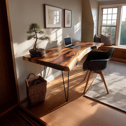 Handcrafted Solid Wood Desk For Bedroom Decor