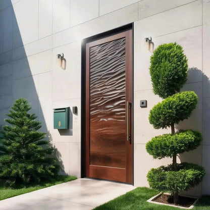 Modern Wave Pattern Front Door Design For Entryway Kitchnce