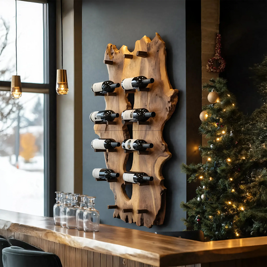 Mid Century Live Edge Wine Holder For Elegant Entryway Decor Kitchnce