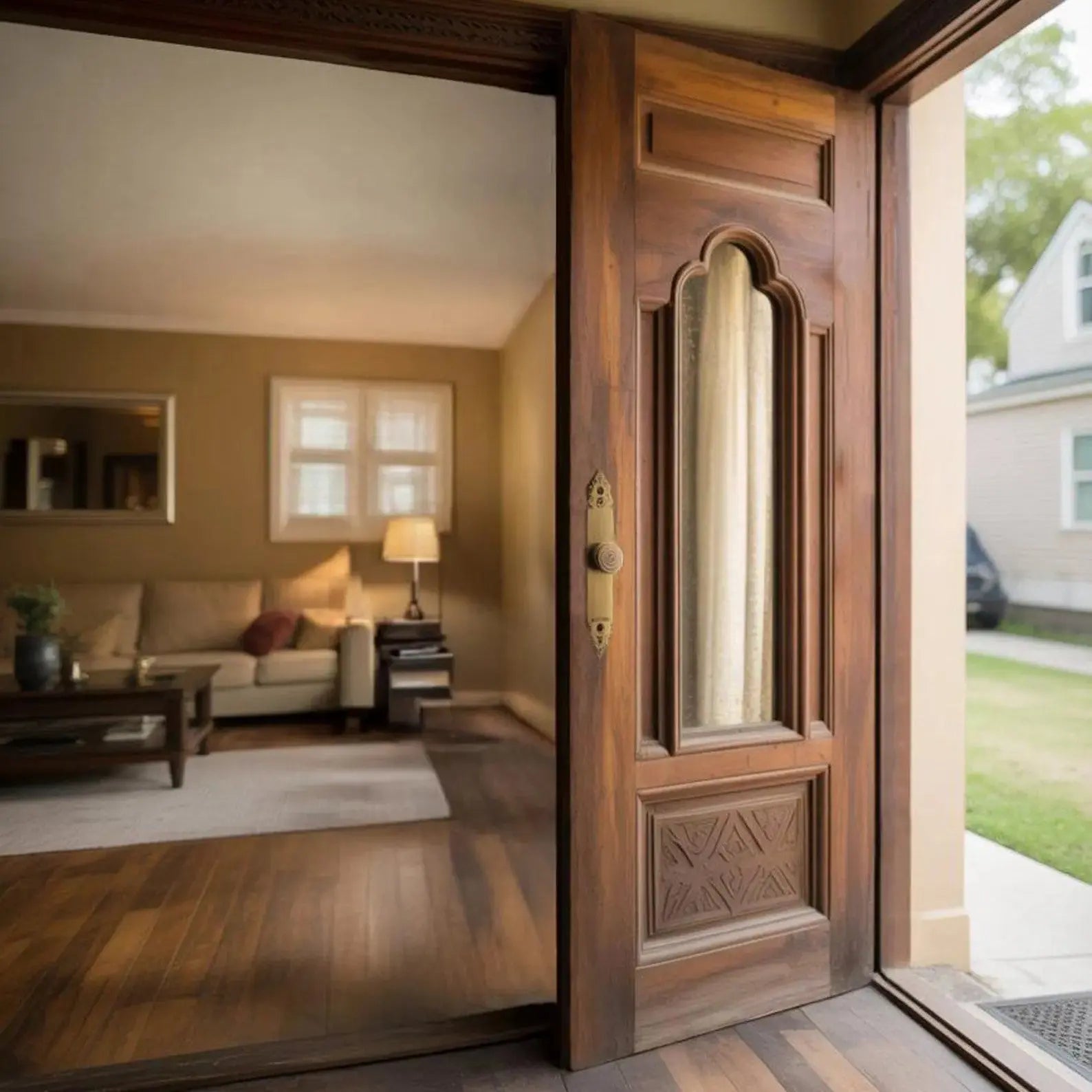 Elegant Vintage Carved Wood Door For Entryway And Living Room Kitchnce