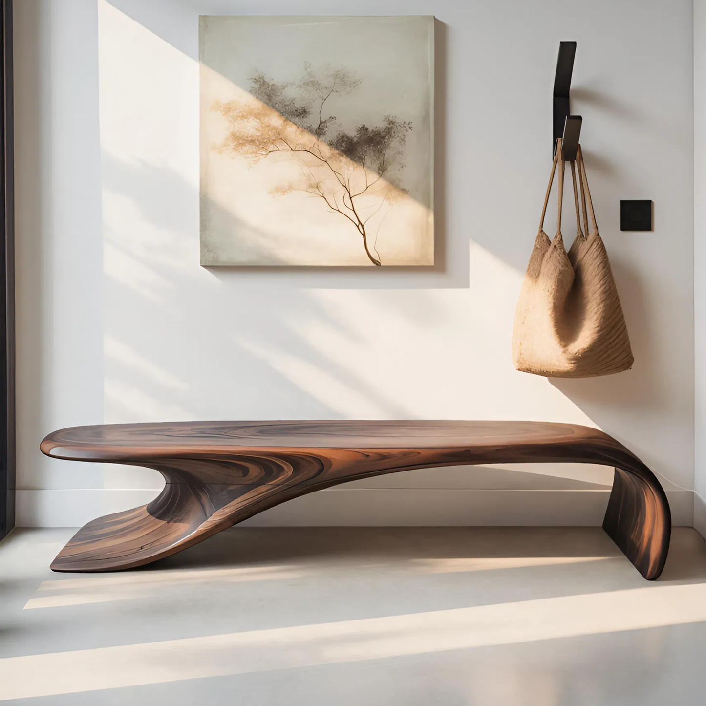 Modern Sculptural Bench With Flowing Curves For Living Room Kitchnce