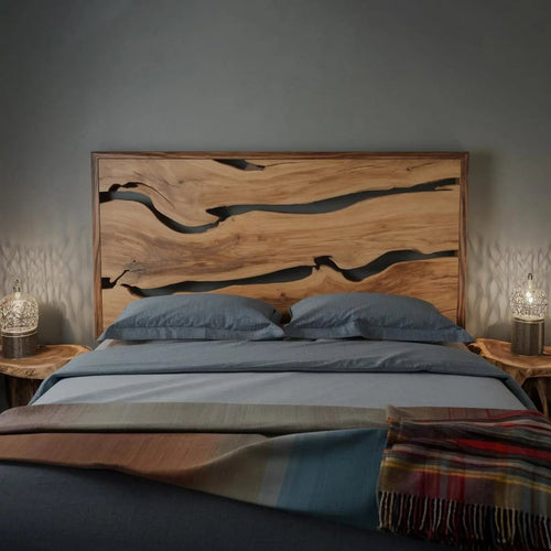 Contemporary Live Edge Headboard With Natural Woodgrain Kitchnce