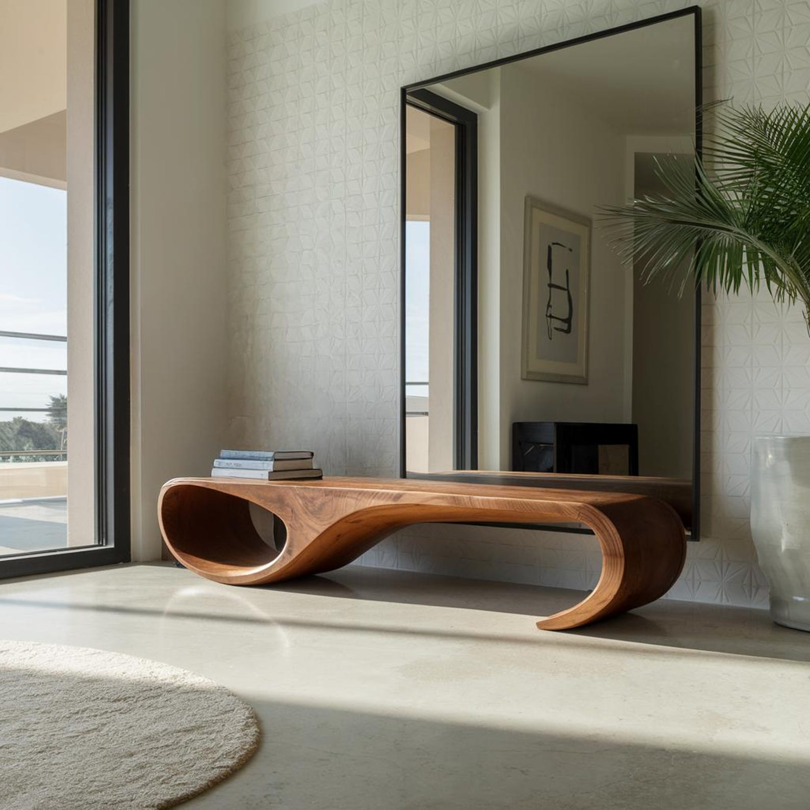 Modern Sculptural Bench For Entryway And Living Room Decor Kitchnce