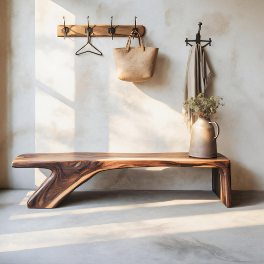Architectural Bench With Sculpted Z Base For Entryway Kitchnce
