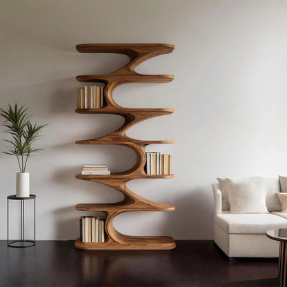 Modern Organic Curved Bookshelf For Living Room Kitchnce