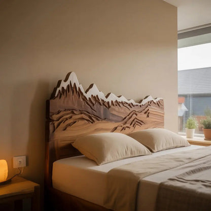 Rustic Style Mountain Carved Headboard Wall Art Bedroom Kitchnce