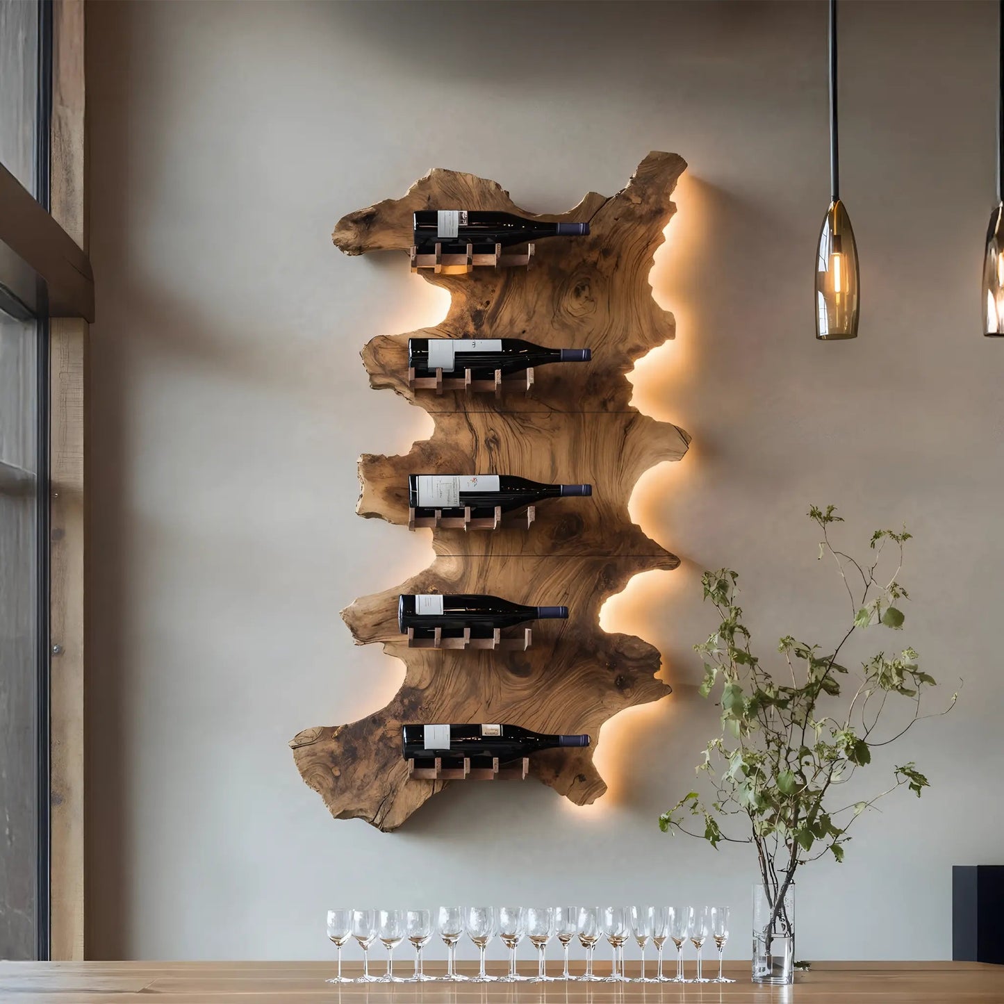 Mid Century Wooden Wine Rack For Bar Decor And Wine Storage Kitchnce