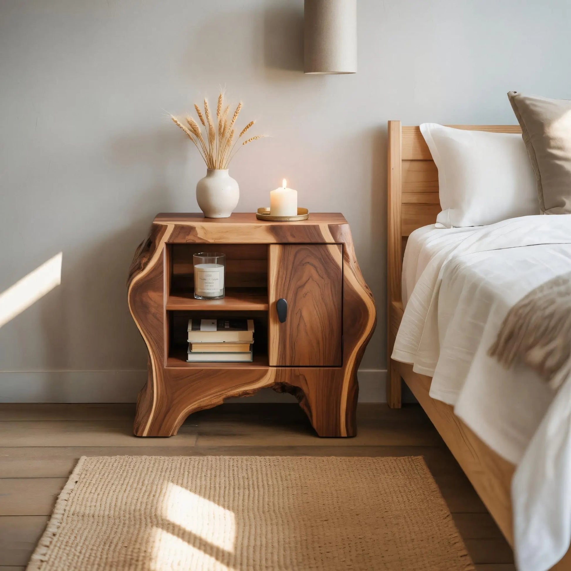 Organic Rustic Nightstand With Storage Cabinet For Bedroom Corner And Interior Kitchnce