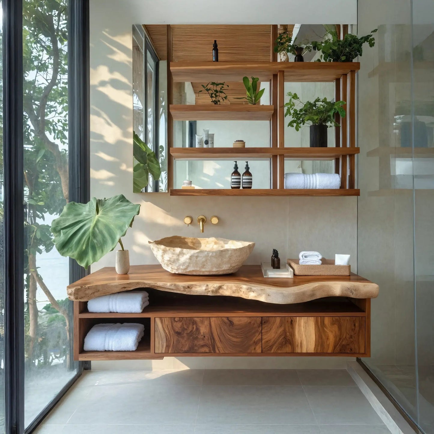 Handcrafted Floating Vanity For Elegant Bathroom Kitchnce