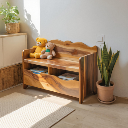 Montessori Bench With Book Storage For Kids Room Entryway And Playroom Kitchnce
